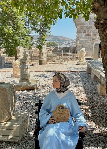 universal Beden Mavi Salaş Uzun Elbise
