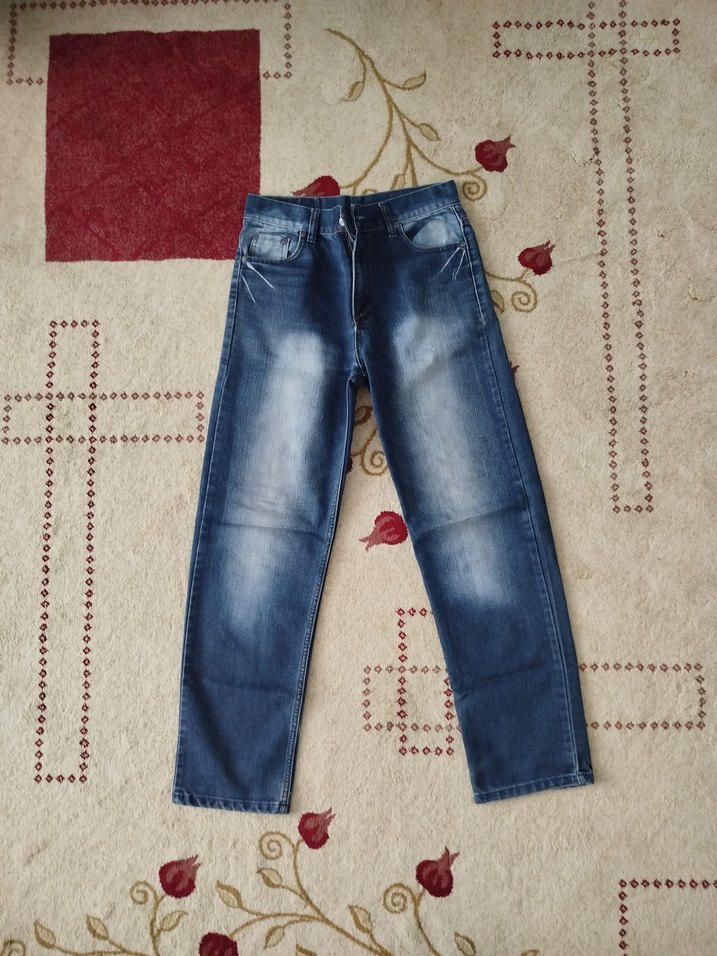 Gri Mavi Bol Kesim Denim Pantolon - Görsel 3