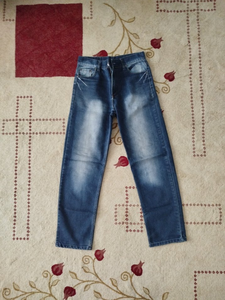 Gri Mavi Bol Kesim Denim Pantolon - Görsel 2