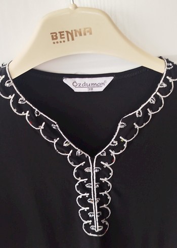 Nakışlı Siyah Bohem Bluz - Görsel 5