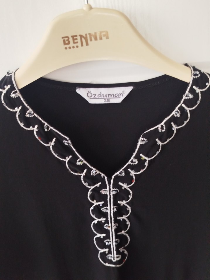 Nakışlı Siyah Bohem Bluz - Görsel 5