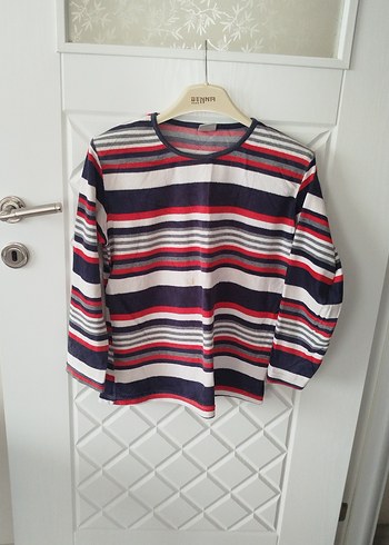 Çizgili Pamuklu uzun kollu bluz - Görsel 5