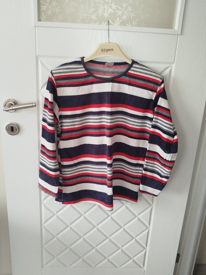 Çizgili Pamuklu uzun kollu bluz - Görsel 5