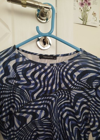 Mavi Gri Tie-Dye Uzun Kollu Elbise - Görsel 4