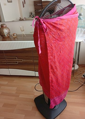 Etnik Esintiler Pembe Bağlama Desenli Uzun Bohem pareo