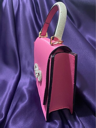  Beden pembe Renk Taşlı Fiyonk Model Pembe Çanta ????