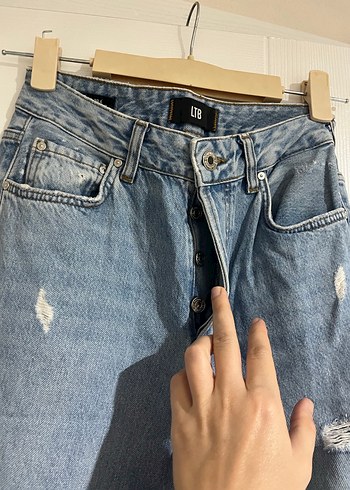36 Beden mavi Renk Kadın Mavi Bol Kesim Denim Jean LTB