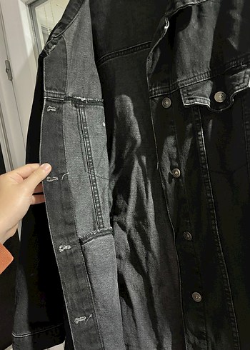 xxl Beden Siyah Düğmeli Kadın Midi Denim Ceket