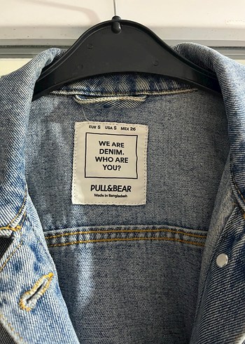 36 Beden mavi Renk Mavi Düğmeli Kadın Denim Ceket pull bear balon kol