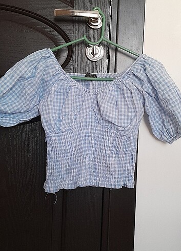 s Beden Mavi Crop Bluz