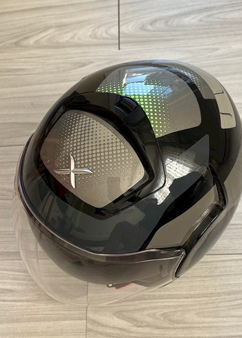 Siyah Gri Biker Motosiklet Kaskı Velcro - Görsel 5