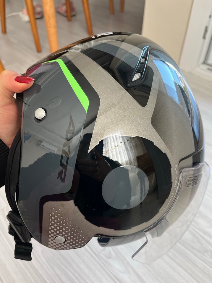 Siyah Gri Biker Motosiklet Kaskı Velcro - Görsel 4