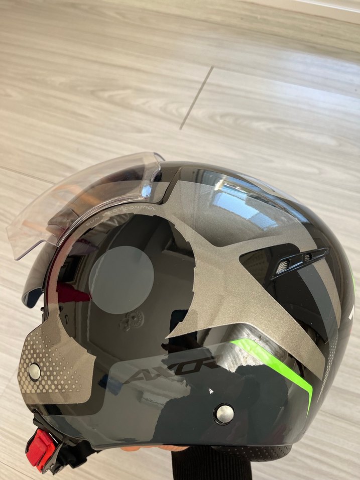 Siyah Gri Biker Motosiklet Kaskı Velcro - Görsel 2