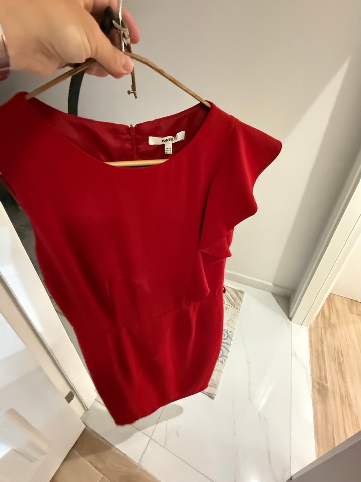 Koton Kırmızı Drapeli Kolsuz Uzun Abiye Elbise - Görsel 4