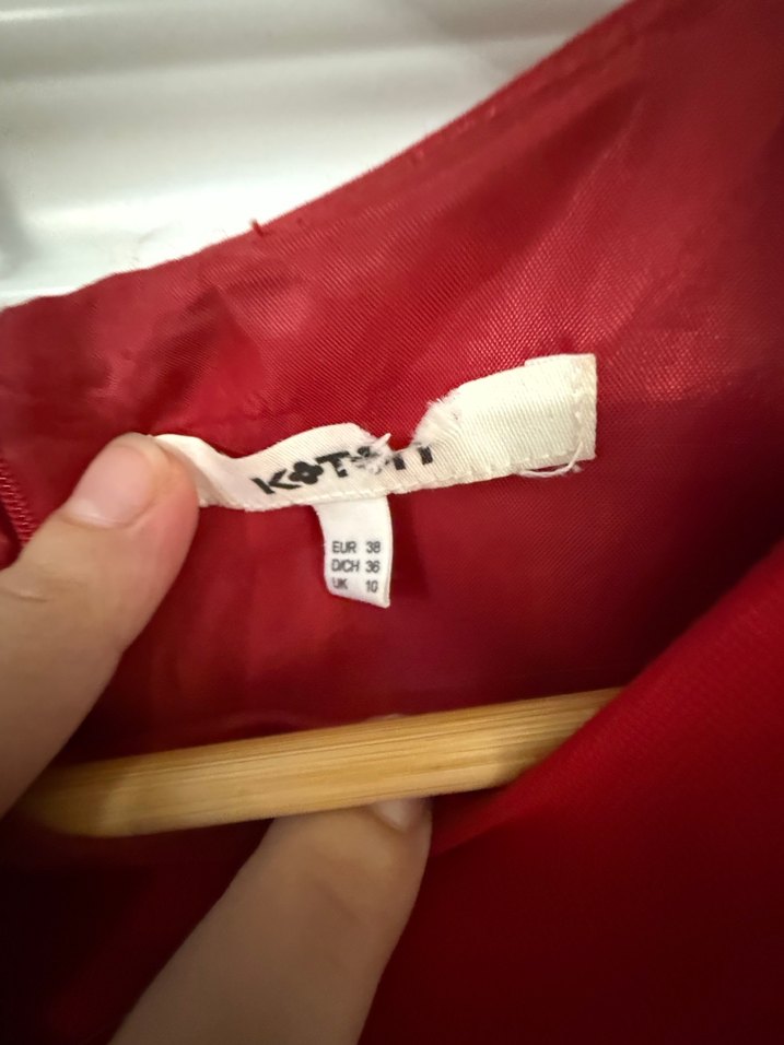 Koton Kırmızı Drapeli Kolsuz Uzun Abiye Elbise - Görsel 2