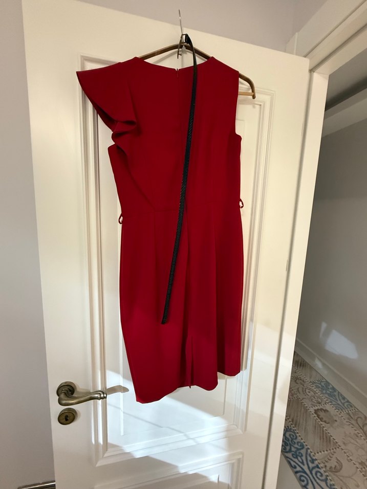 Koton Kırmızı Drapeli Kolsuz Uzun Abiye Elbise - Görsel 3