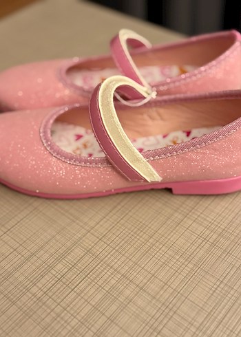 Pembe Simli Kız Çocuk Babet Ayakkabı - Görsel 2