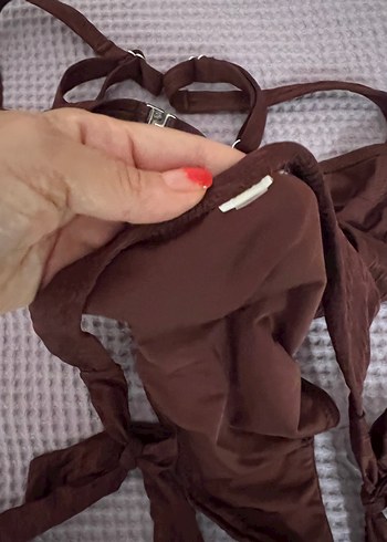 42 Beden kahverengi Renk Koton kahverengi Kadın Strappy Bikini takımı -42