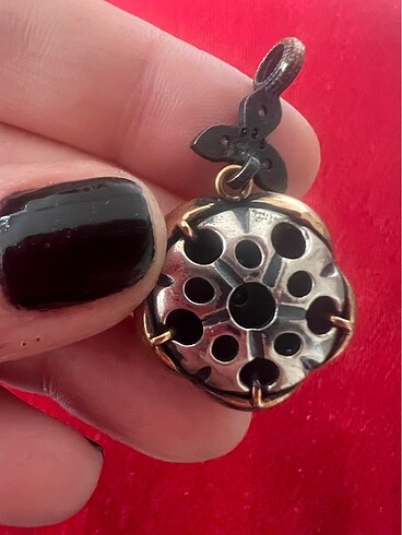 925 ayar gümüş yarı değerli taş kaplı kolye ucu - Görsel 3