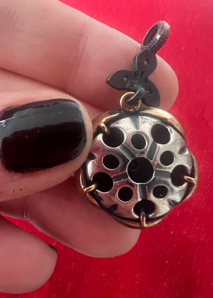 925 ayar gümüş yarı değerli taş kaplı kolye ucu - Görsel 3