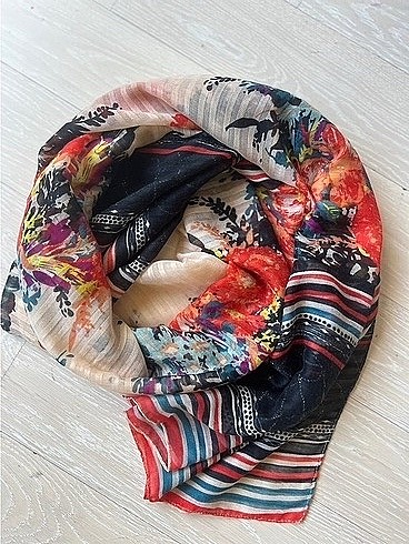 Mudo Accessories yün karışım, çiçekli, büyük şal