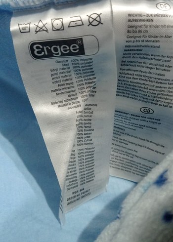 Ergee uyku tulumu. mavi Uyku Tulumu. erkek bebek uyku tulumu - Görsel 3