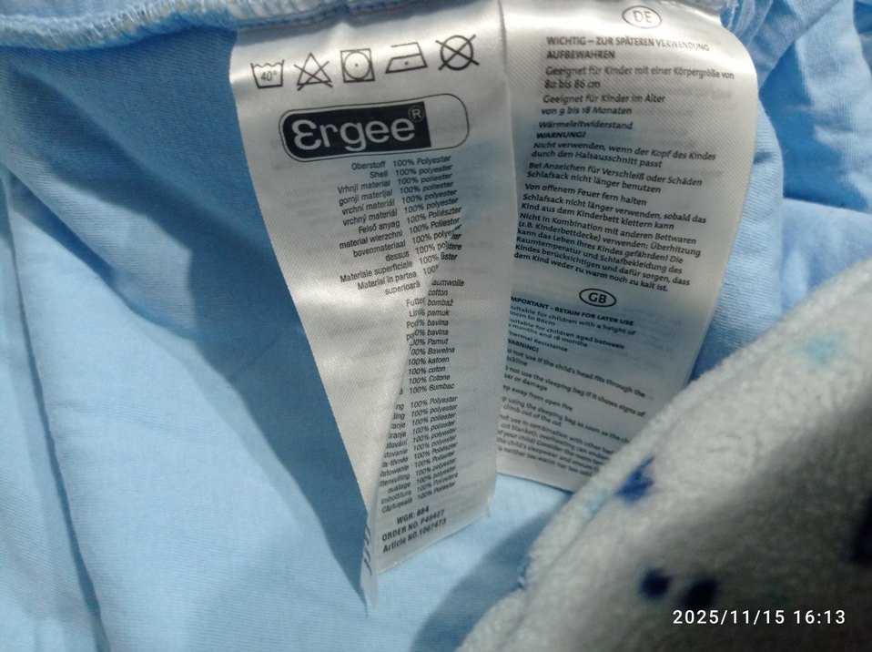 Ergee uyku tulumu. mavi Uyku Tulumu. erkek bebek uyku tulumu - Görsel 3