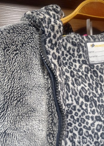 Gri Kapüşonlu Uzun Kollu cocuk Ceket - Görsel 4