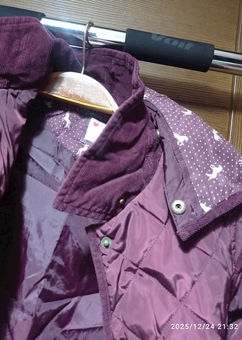 Mor Düğmeli Kız ve erkek Çocuk Montu unisex - Görsel 4