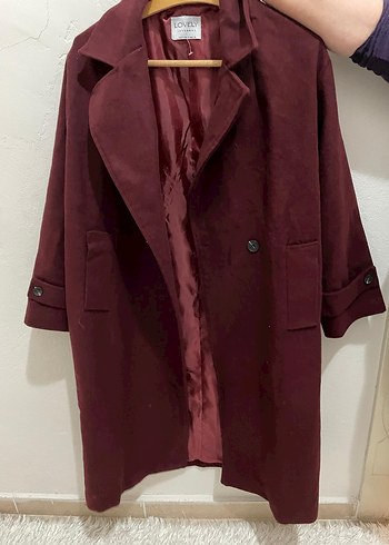 Bordo Süet Midi Maternity Kaban - Görsel 7