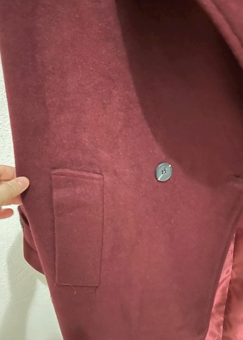 Bordo Süet Midi Maternity Kaban - Görsel 5