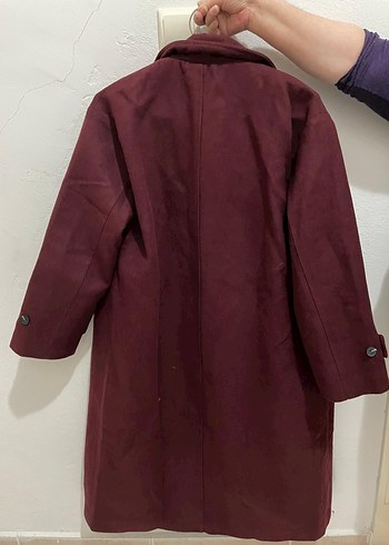 Bordo Süet Midi Maternity Kaban - Görsel 3