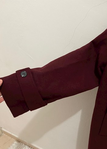 Bordo Süet Midi Maternity Kaban - Görsel 4