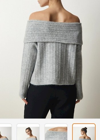 Gri Madonna Yaka triko kazak - Görsel 7