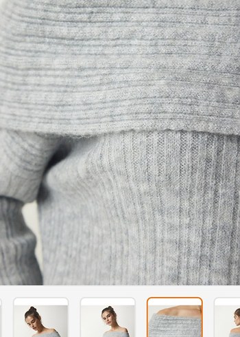 Gri Madonna Yaka triko kazak - Görsel 6