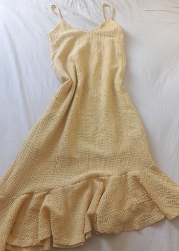Zara zara butter yellow midi elbise