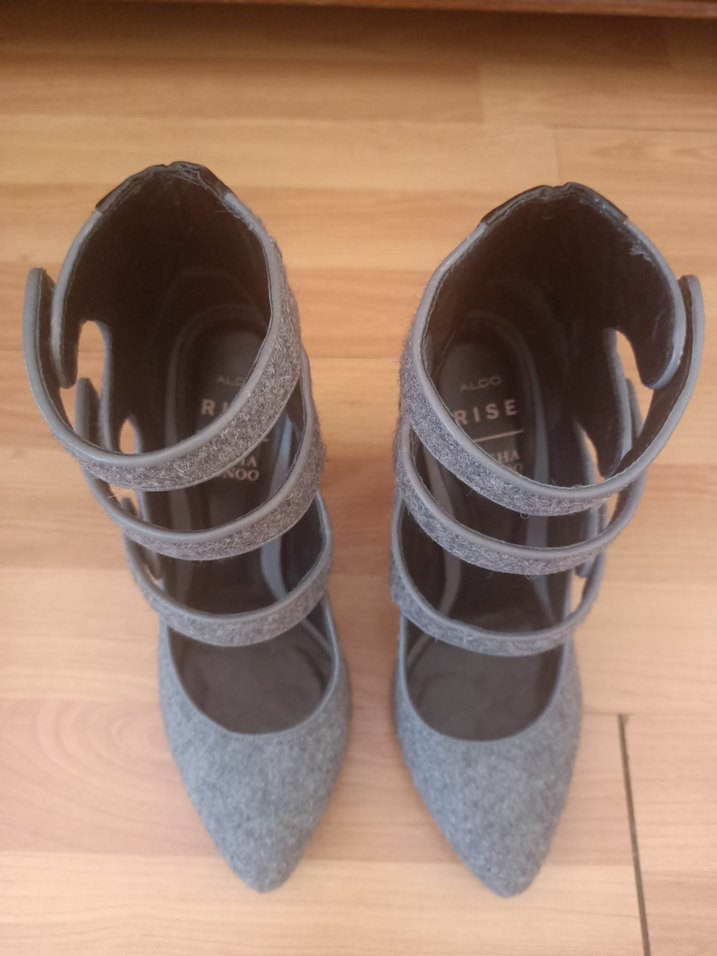 Gri Keçe Stiletto Topuklu Kadın Ayakkabı - Görsel 2