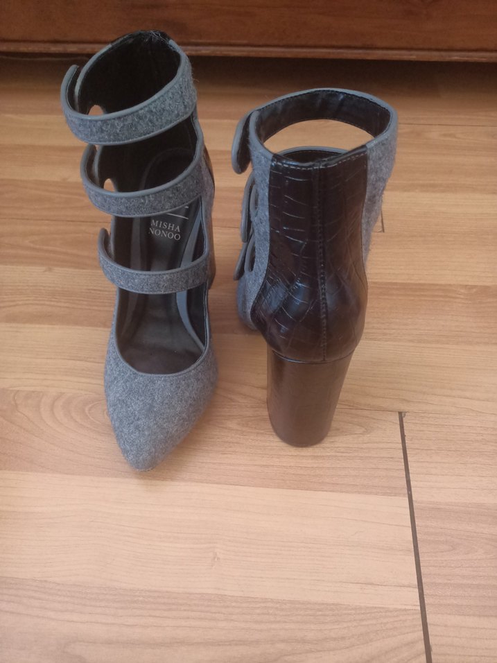 Gri Keçe Stiletto Topuklu Kadın Ayakkabı - Görsel 5