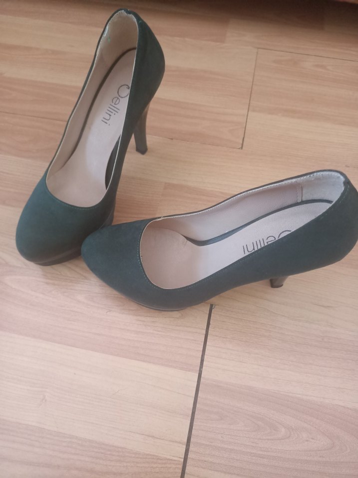 Yeşil Süet Stiletto Topuklu Kadın Ayakkabı - Görsel 2