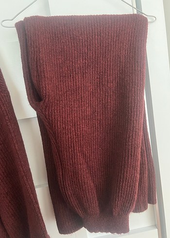 Bordo Kadın Triko Süet Salaş takım - Görsel 5