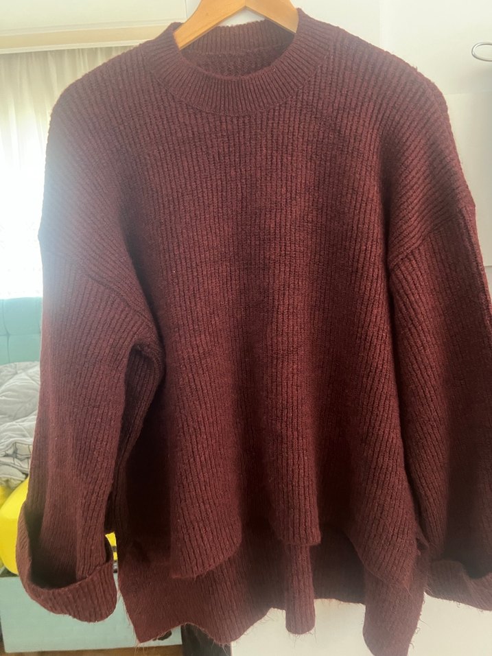 Bordo Kadın Triko Süet Salaş takım - Görsel 4