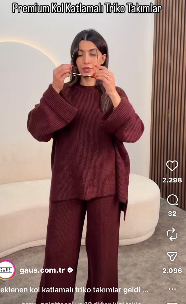 Bordo Kadın Triko Süet Salaş takım - Görsel 2