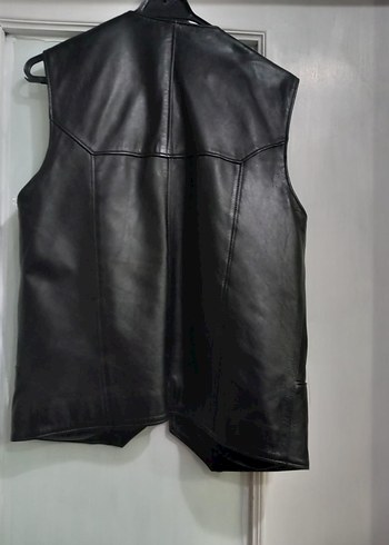 Siyah Deri Erkek Biker Yelek - Görsel 4