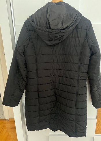 Düğmeli Siyah Midi Kadın Mont - Görsel 2