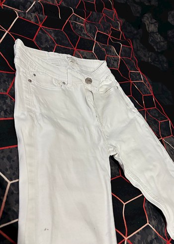 Beyaz Baskılı Kadın Midi Jean - Görsel 2