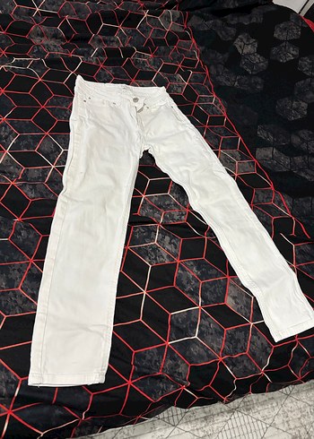 Beyaz Baskılı Kadın Midi Jean - Görsel 3