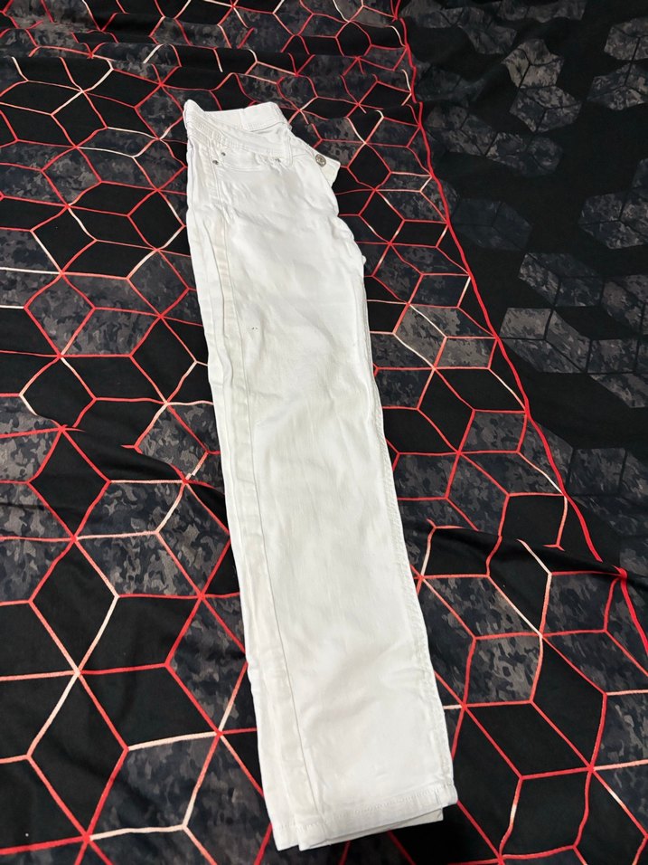 Beyaz Baskılı Kadın Midi Jean - Görsel 4