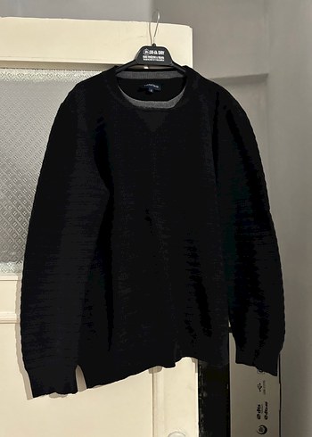 Fabrika Siyah Gri Erkek Triko Kazak - Görsel 2
