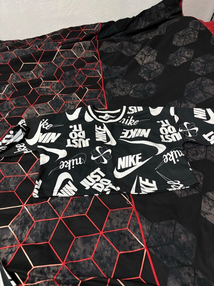 Nike Baskılı Siyah Mini Kadın şort Takımı - Görsel 3