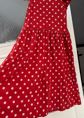 Kırmızı Puantiyeli Mini Elbise - Görsel 3